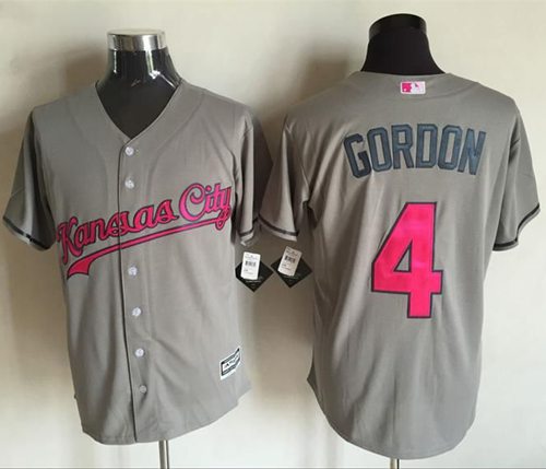 Royals #4 Alex Gordon Grey New Cool Base Mother's Day Stitched MLB Jersey - Click Image to Close